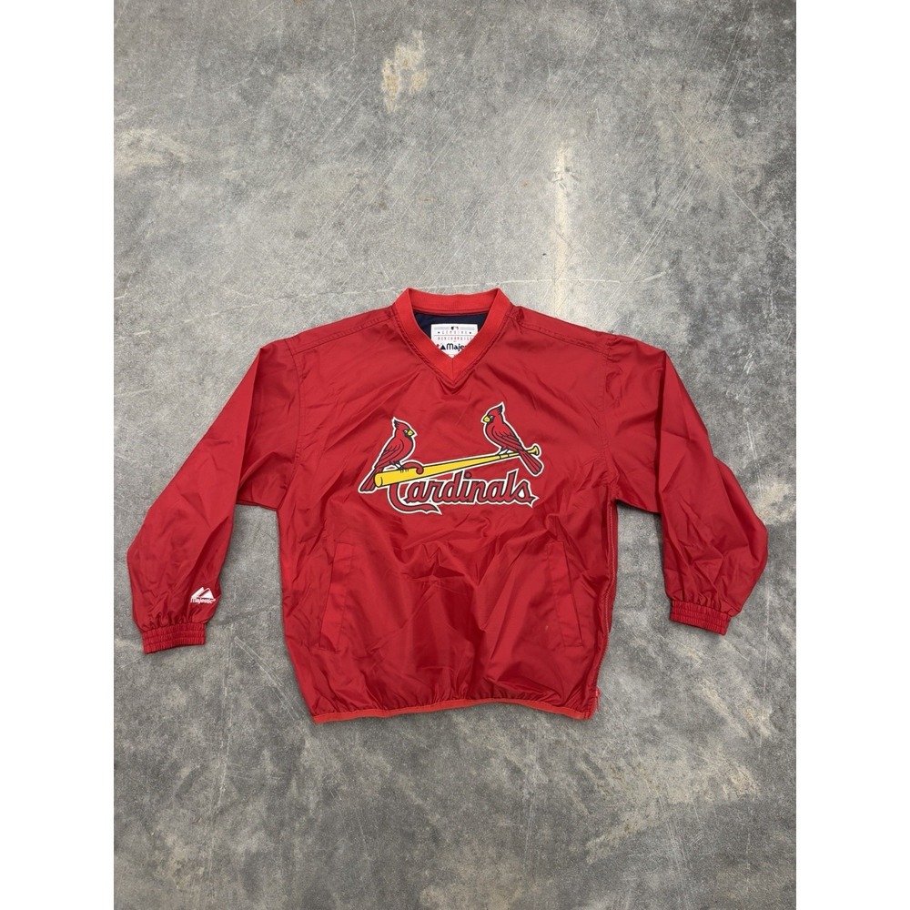 St Louis Cardinals Vintage Majestic MLB Red MLB Pullover V Neck Windbreaker M